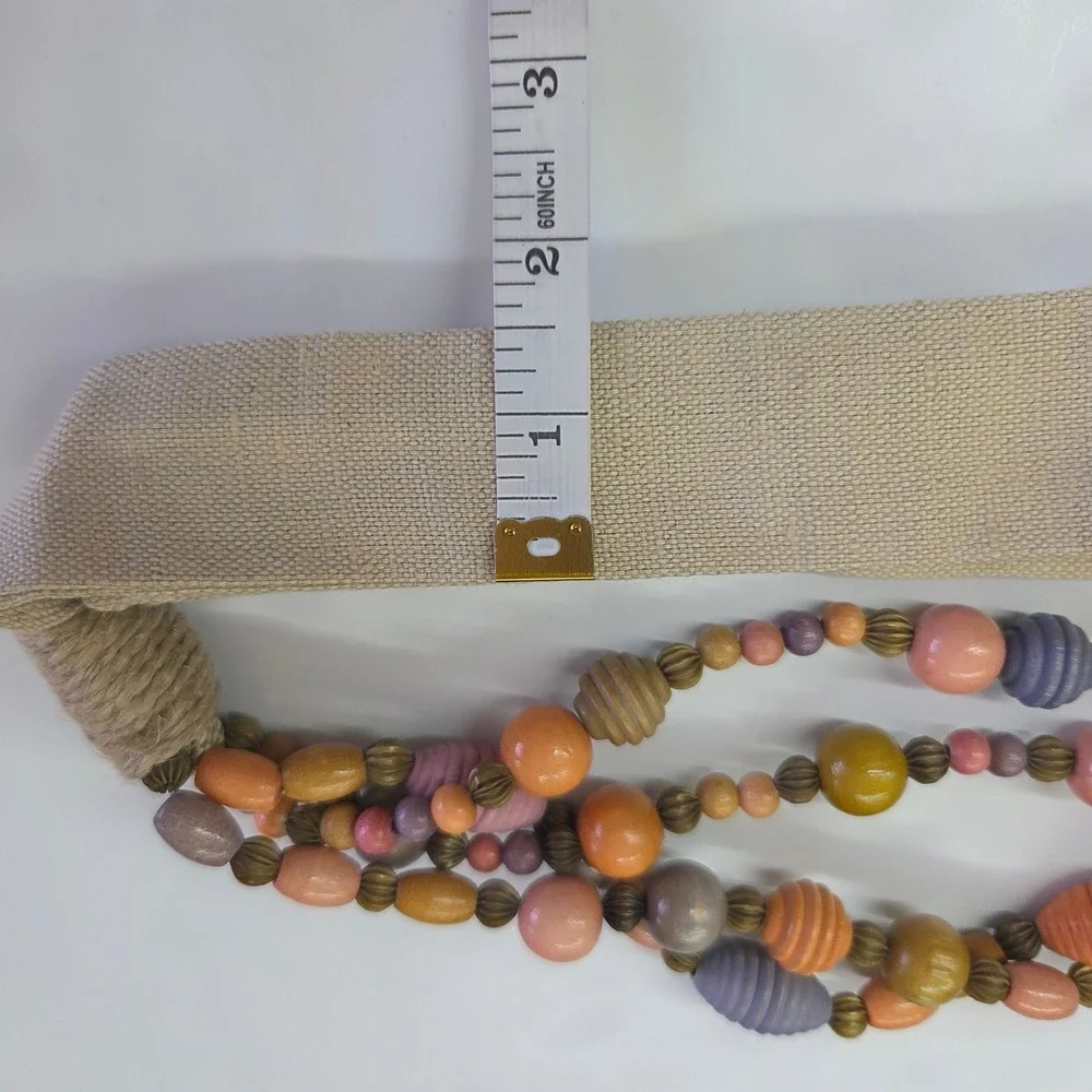 Carolyn‎ Tanner Beaded Belt Womens One Size Tan Multi Color Boho Adjustable